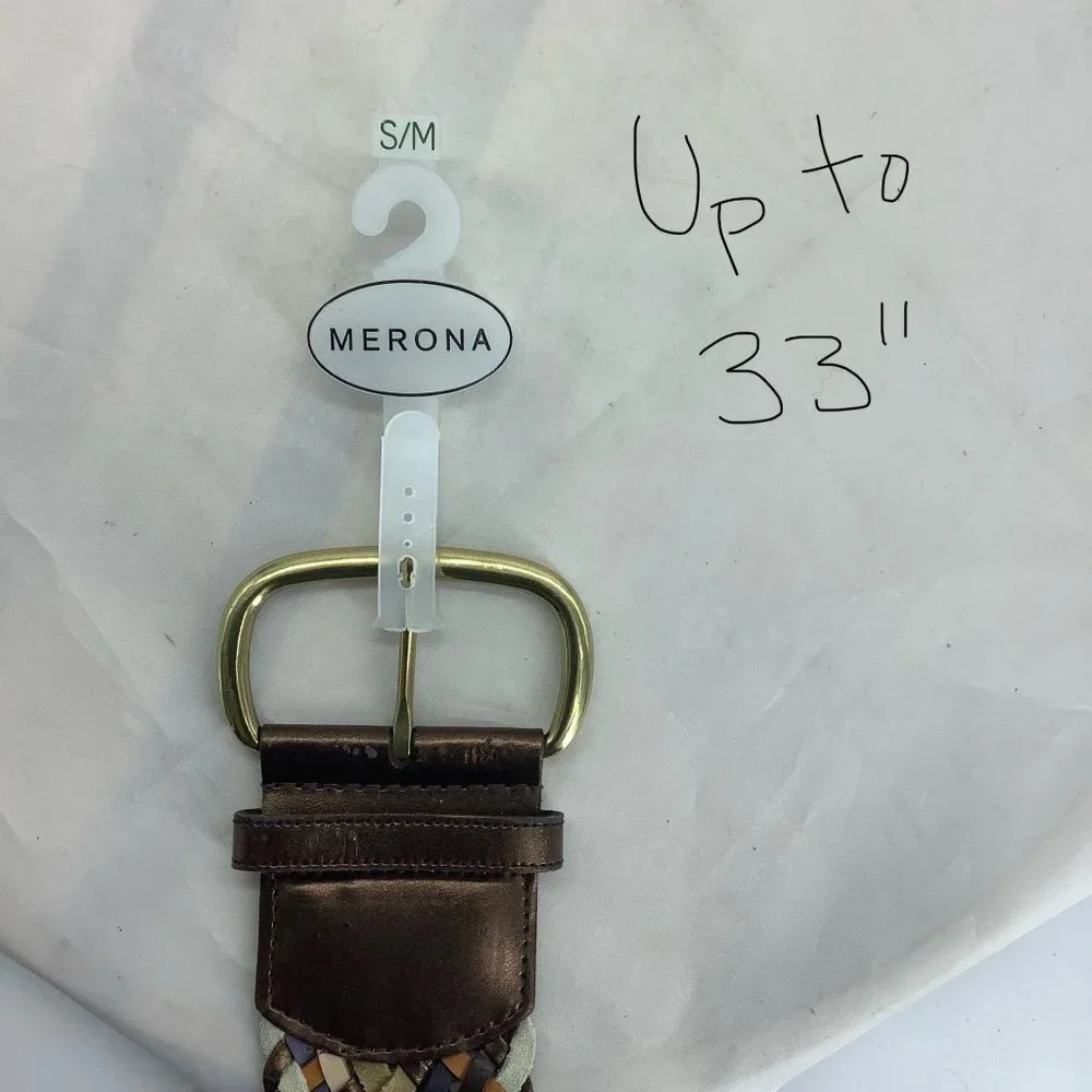Merona Leather Blend Interwoven Braided Belt Women Small Medium 33